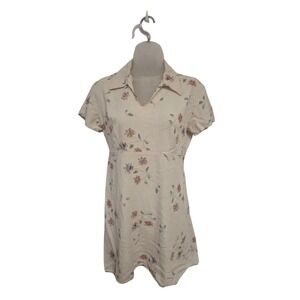 Vintage 90s Kala Floral Romper Cream Pink Purple Cottagecore Short Sleeve 32in L
